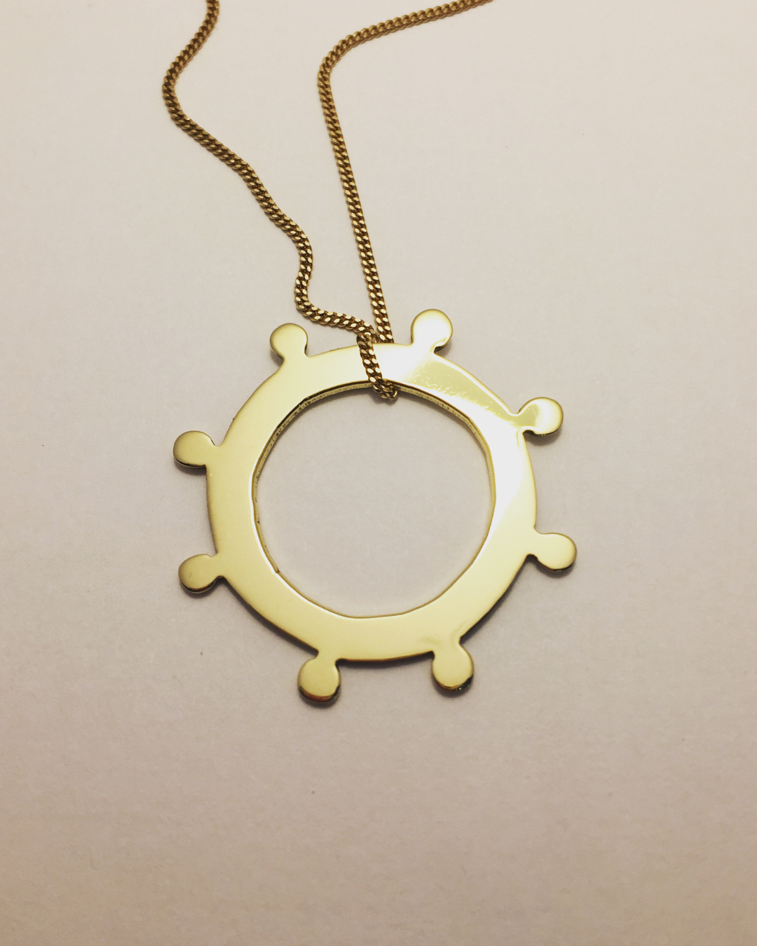 Grey Dawn Necklace - Brass pendant with Silver Chain